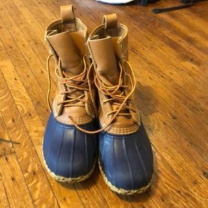 LL Bean “bean boots” navy brown leather Boot sz 9